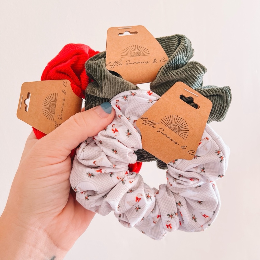 Floral and Solid Scrunchie Set for Kids